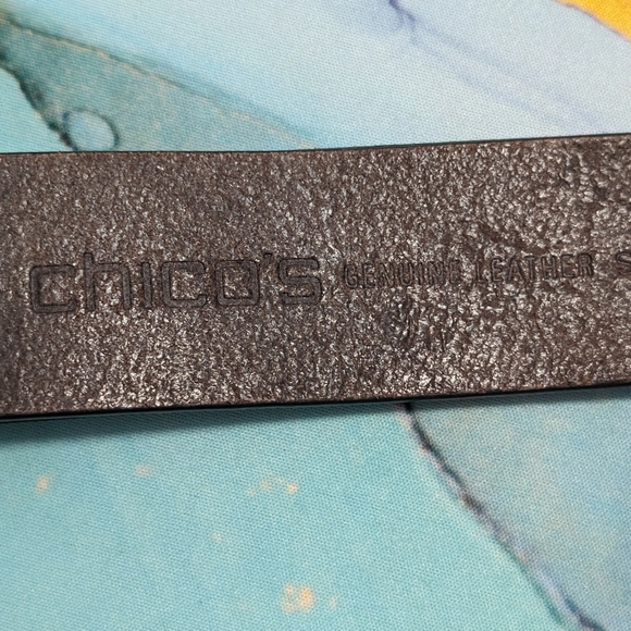 Chico's Genuine Leather Adjustable Pewter Tone Belt S/M - Picture 7 of 11